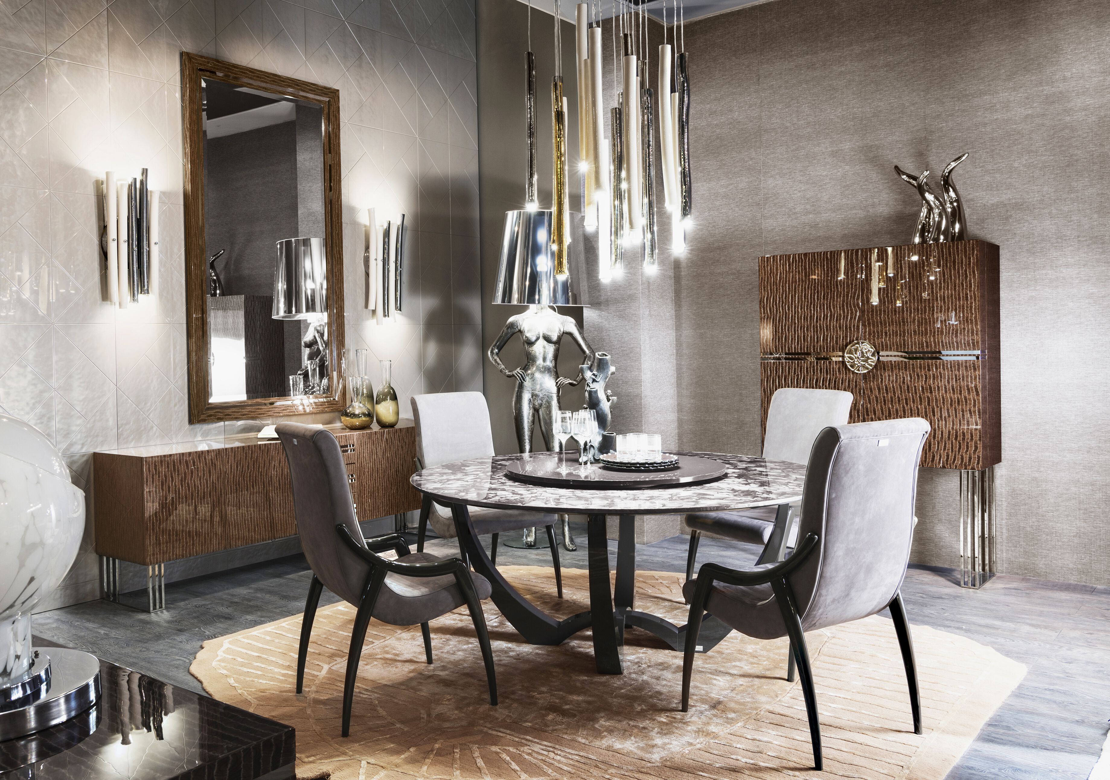 Круглый мраморный обеденный стол с Lazy Susan Bizzotto Italia Symphony-Infinity ARCH-00064583 - Вид №1