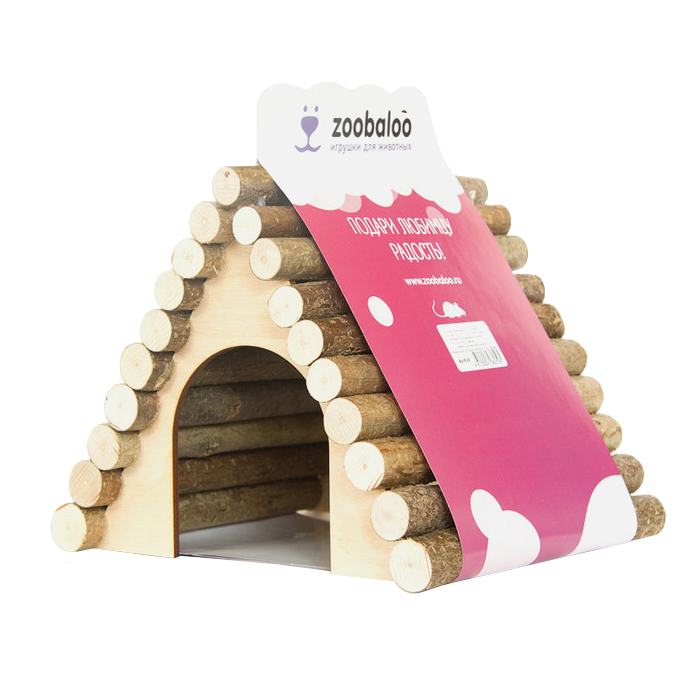 ПР0047024 Домик для грызунов дерево треугольный большой 23х15х17см ZOOBALOO 