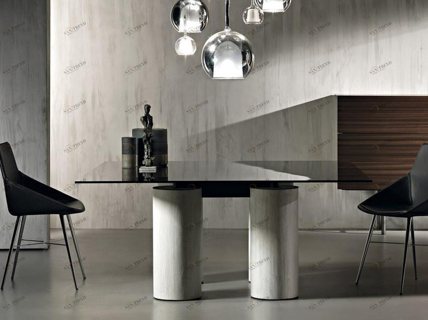 ACERBIS Квадратный стеклянный стол с основанием в фреске sun-id-1469687