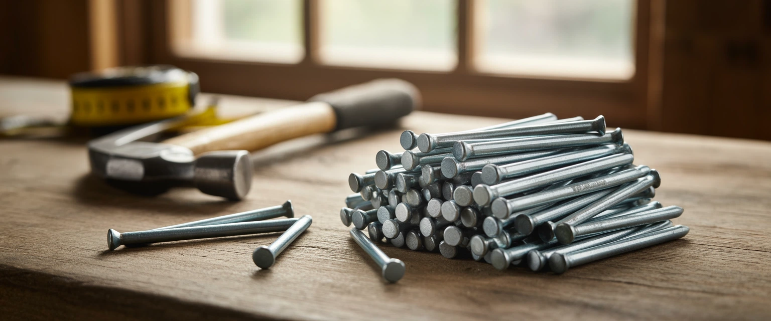 Строительные гвозди (для деревянных конструкций, каркасов, черновых работ) - Баннер категории